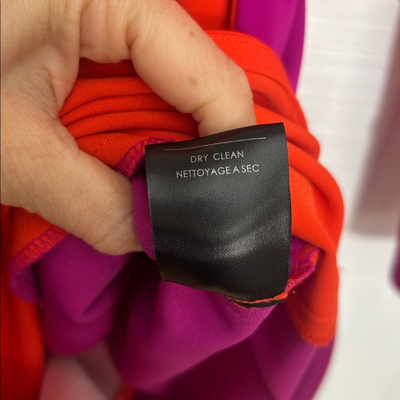 Badgley Mischka Orange & Purple Colorblock Long Sleeve Designer Dress size 4 - Picture 7 of 11